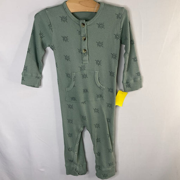 Size 18-24m: Kate Quinn Green Suns Waffle Knit Romper