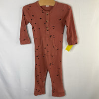 Size 18-24m: Kate Quinn Pink/Brown Moon/Stars Waffle Knit Romper