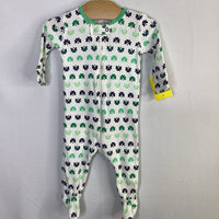 Size 0-3m: Primary White/Green Four Leaf Clovers 1pc Zip PJs