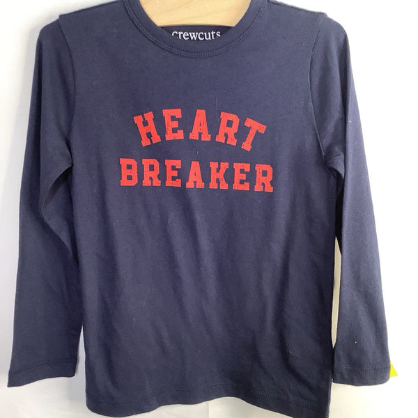 Size 2-3: Crewcuts Navy/Red Heart Breaker Long Sleeve Shirt
