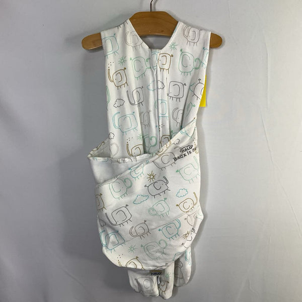 Size NB: Halo White/Multi Elephants Sleepsack Swaddle