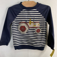 Size 2: Rorie Whelan Navy/White/Gray Stripes/Tractor Sweatshirt