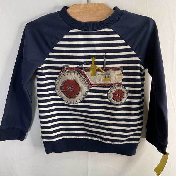 Size 2: Rorie Whelan Navy/White/Gray Stripes/Tractor Sweatshirt