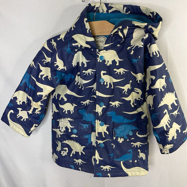 Size 3: Hatley Blue/White Dinos Terry Lined Rain Coat