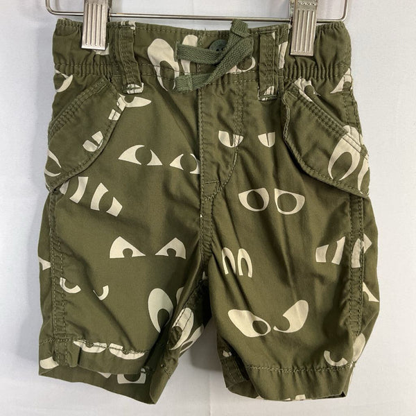Size 12-18m: Gap Green/Cream Eyes Drawstring Shorts