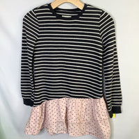 Size 7: Tucker + Tate Gray/White/Pink Stripes/Dots Long Sleeve Dress