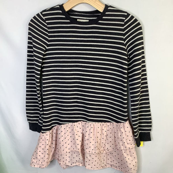 Size 7: Tucker + Tate Gray/White/Pink Stripes/Dots Long Sleeve Dress
