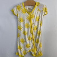 Size 6-12m: Little Sleepies White/Yellow Sunshine Bamboo 1pc Shorty PJs
