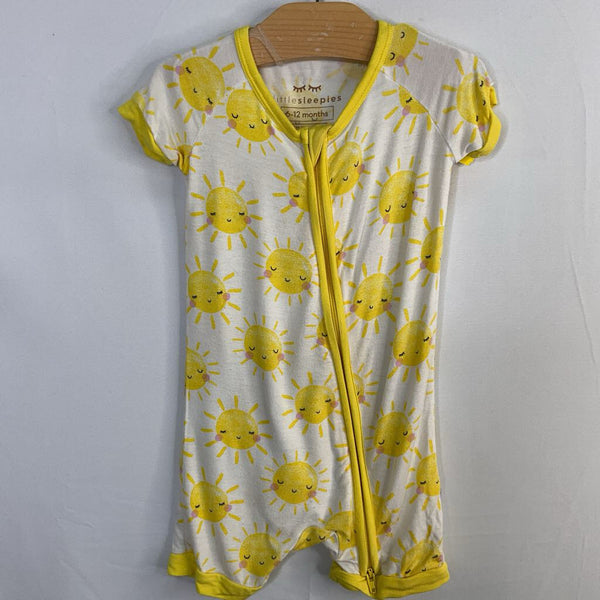 Size 6-12m: Little Sleepies White/Yellow Sunshine Bamboo 1pc Shorty PJs