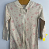 Size 6-12m (70): Hanna Andersson Off-White/Pink Sun/Stars Organic Cotton 1pc Zip PJs