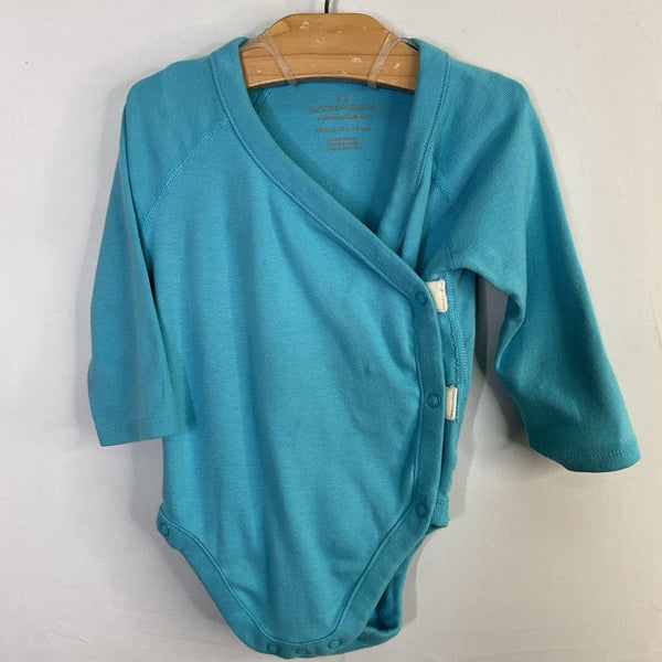 Size 6-12m (70): Hanna Andersson Blue Long Sleeve Side Snap Onesie