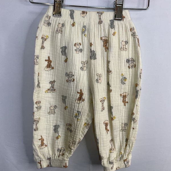 Size 18m: Miamia Cream/Multi Animals Muslin Cozy Pants