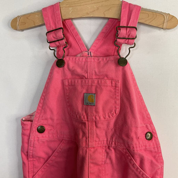 Size 2: Carhartt Pink Flannel Lined Overalls