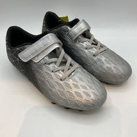 Size 3.5Y: Silver/Black Velcro Soccer Cleats