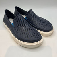 Size 3Y: Crocs Navy/White Perforated Slip-On Shoes