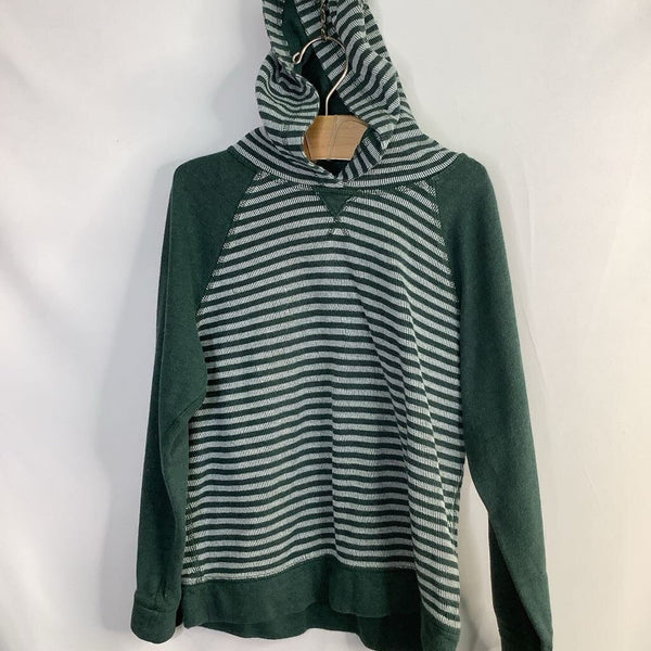 Size 6-7 (120): Hanna Andersson Green/Grey Striped Hoodie
