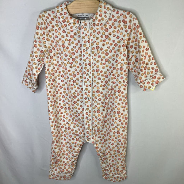 Size 18-24m: Petite Plume White/Pumpkin Collared Snap Up Romper