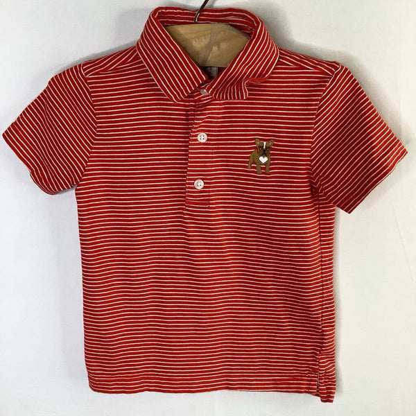 Size 3: Janie And Jack Red/White Striped Dog Polo
