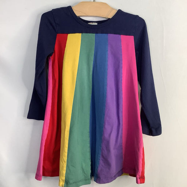 Size 4 (100): Hanna Andersson Navy/Colorful Striped Long Sleeve Dress REDUCED