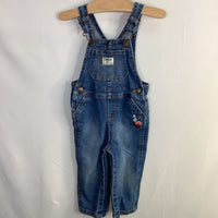 Size 18m: OshKosh Blue/Multi Floral Embroidered Denim Overalls