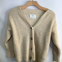 Size 8-9: Zara Beige Ribbed Button-Up Cardigan