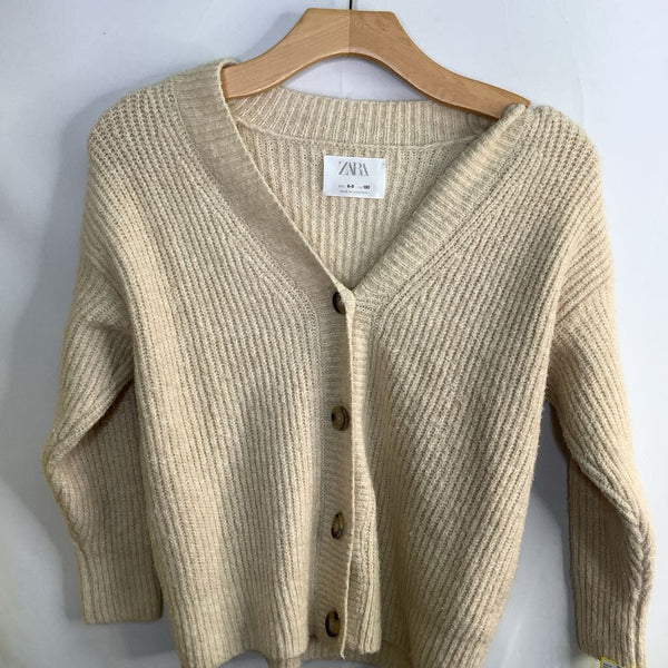 Size 8-9: Zara Beige Ribbed Button-Up Cardigan