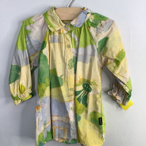 Size 18-24m: Yellow/Green/Blue Abstract Print Smock Dress