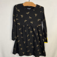 Size 4: Old Navy Black/Gold Bow Long Sleeve Dress