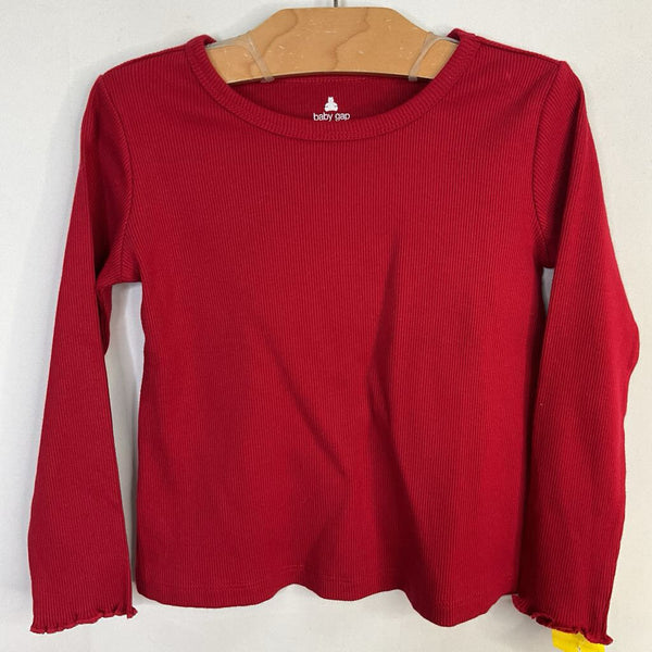 Size 4: Gap Red Ribbed Long Sleeve Shirt