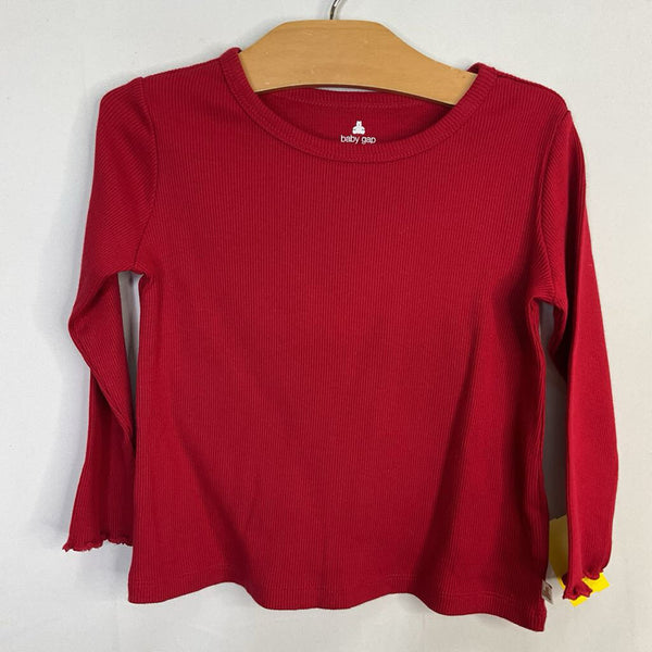 Size 4: Gap Red Ribbed Long Sleeve Shirt