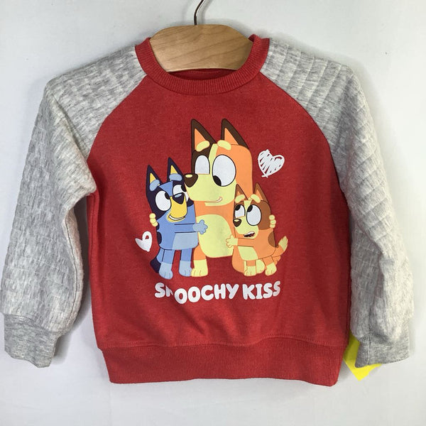 Size 2: Bluey Red/Gray Smoochy Kiss Sweatshirt