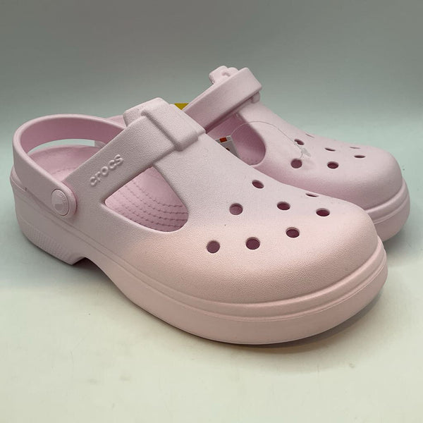Size 5Y: Crocs Pink Platform Mary Janes NEW