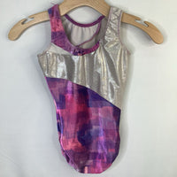 Size 8-10: Motionwear Purple/Silver Gymnastics Leotard
