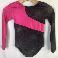 Size 10-12: Black/Pink Sparkle Long Sleeve Leotard