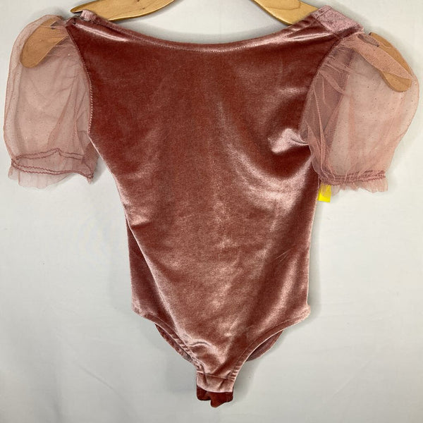 Size 8: Zara Pink Velour Ruffle Trim Leotard