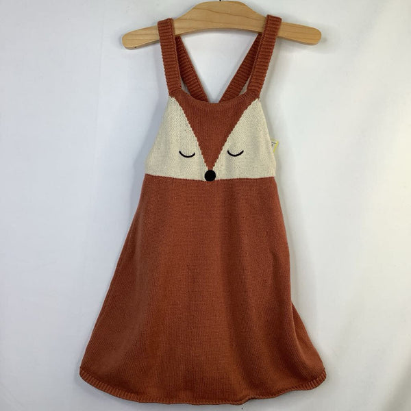 Size 3 (90): Hanna Andersson Orange/White Knit Fox Dress
