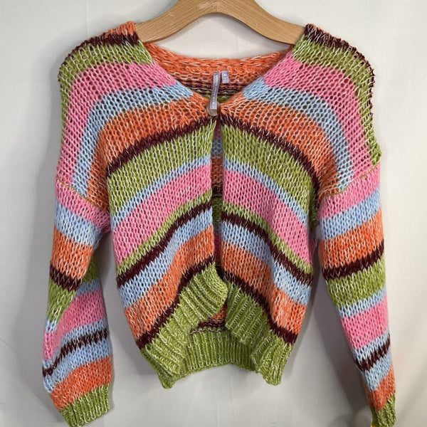 Size 10-12: Good Luck Girl Colorful Loose Knit Cardigan