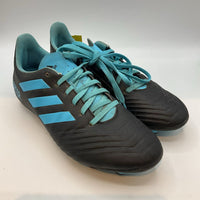 Size 7Y: Adidas Black/Bright Blue Lace-Up Soccer Cleats