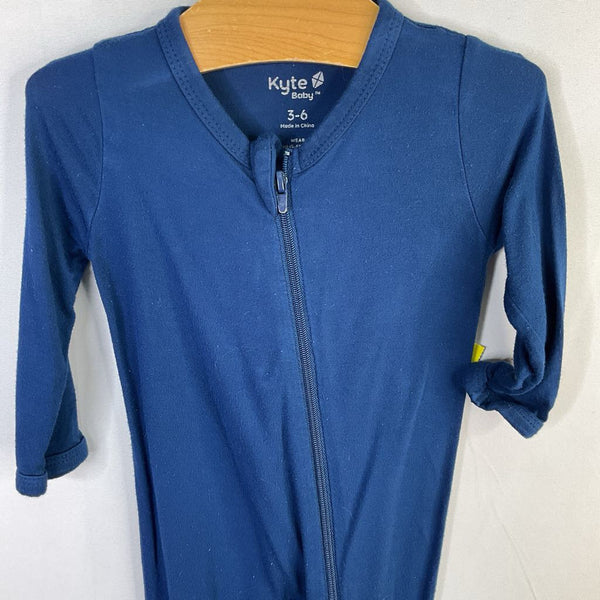 Size 3-6m: Kyte Blue Bamboo 1pc Zip-Up Footy PJs REDUCED