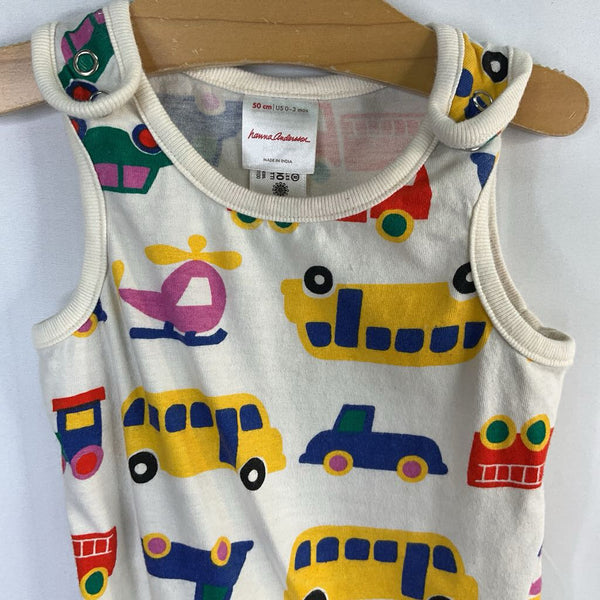 Size 0-3m (50): Hanna Andersson White/Colorful Vehicles Overalls