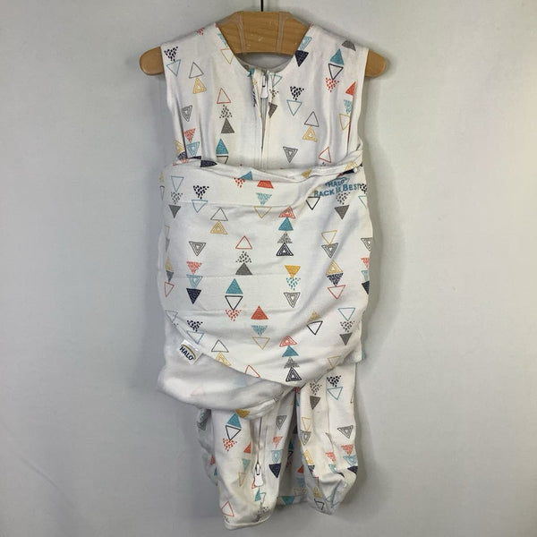 Size NB: Halo White/Colorful Triangles Swaddle Sleepsack