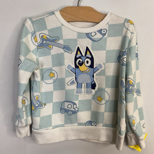 Size 3: Bluey White/Blue Checkered Sweatshirt