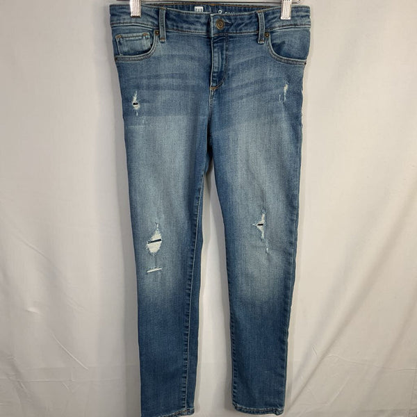 Size 8: Gap Blue Distressed Adjustable Waist Jeans