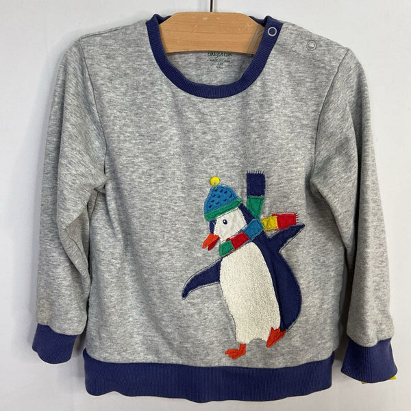 Size 3-4: Boden Gray/Multi Winter Penguin Sweatshirt