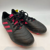 Size 3Y: Adidas Black/Pink Lace-Up Soccer Cleats