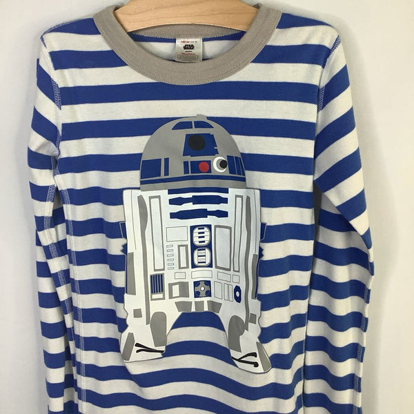 Size 10 (140): Hanna Andersson Blue/Whtie Stripes/R2-D2Organic Cotton 2pc PJs REDUCED