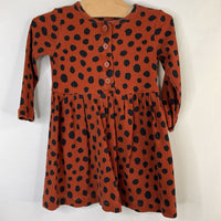 Size 2 (85): Hanna Andersson Orange/Black Spots Long Sleeve Dress