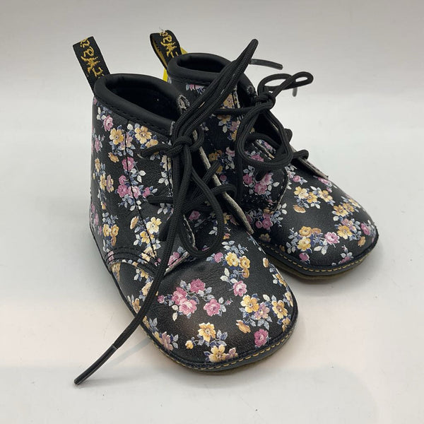 Size 2: Dr. Marten's Black/Multi Floral Crib Booties
