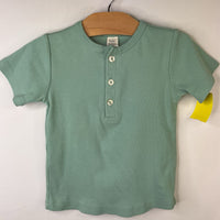 Size 3: Kate Quinn Blue Ribbed Henley T-Shirt