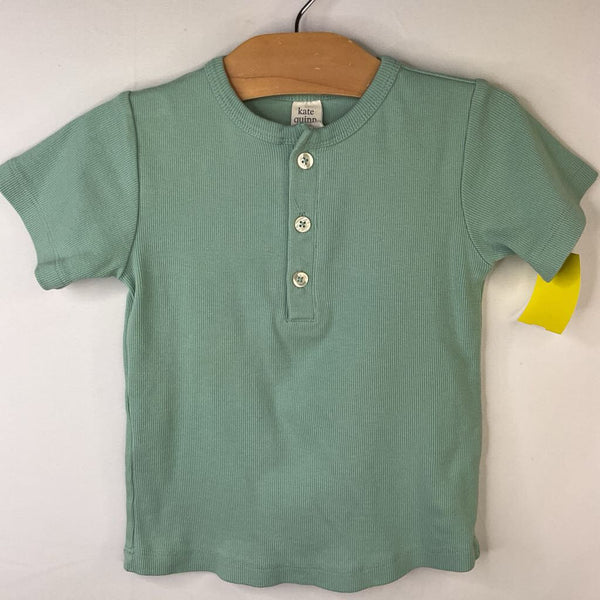 Size 3: Kate Quinn Blue Ribbed Henley T-Shirt